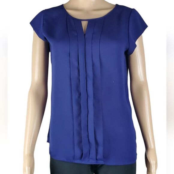 Express Blue Short Sleeve Blouse - Picture 1 of 7